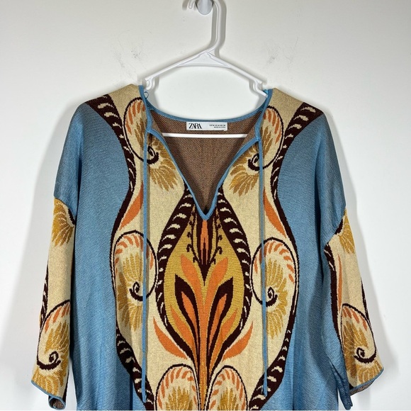 Zara Jacquard Knit Tunic Dress Size US Medium - Picture 5 of 11